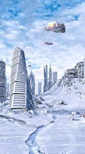 Scaricare immagine Fantasy, Cities, Landscape, Snow sul telefono gratis.