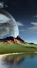 Scaricare immagine Fantasy,Mountains,Landscape,Planets sul telefono gratis.