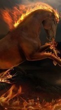 Scaricare immagine Fantasy, Horses, Fire, Animals sul telefono gratis.