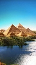 Scaricare immagine Fantasy, Landscape, Pyramids sul telefono gratis.