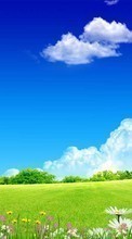 Scaricare immagine Background, Sky, Clouds, Landscape, Grass sul telefono gratis.