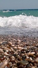 Scaricare immagine Pebble, Sea, Landscape, Beach, Waves sul telefono gratis.