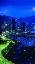 Scaricare immagine Cities, Sea, Night, Landscape sul telefono gratis.