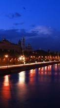 Scaricare immagine 1280x800 Landscape, Cities, Rivers, Night, Moskow sul telefono gratis.