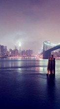 Scaricare immagine Cities, Bridges, Night, Landscape sul telefono gratis.