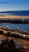 Scaricare immagine Cities, Bridges, Landscape, Rivers, Sunset sul telefono gratis.