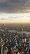Scaricare immagine Cities, Sky, Landscape, Airplanes, Transport sul telefono gratis.