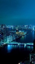 Scaricare immagine Cities, Night, Landscape, Rivers sul telefono gratis.