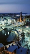 Scaricare immagine Cities, Night, Landscape, Winter sul telefono gratis.
