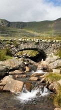 Scaricare immagine Landscape, Nature, Bridges, Stones, Mountains, Waterfalls sul telefono gratis.