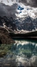 Scaricare immagine Mountains, Stones, Sky, Clouds, Lakes, Landscape sul telefono gratis.