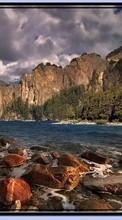 Scaricare immagine 1280x800 Landscape, Nature, Rivers, Stones, Mountains, Clouds sul telefono gratis.