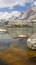 Scaricare immagine Landscape, Water, Rivers, Stones, Mountains sul telefono gratis.