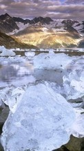 Scaricare immagine Mountains, ice, Landscape, Rivers sul telefono gratis.
