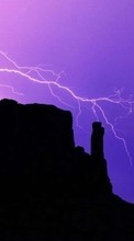 Scaricare immagine Mountains, Lightning, Night, Landscape sul telefono gratis.