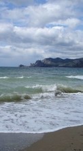 Scaricare immagine Mountains, Sea, Landscape, Beach, Waves sul telefono gratis.
