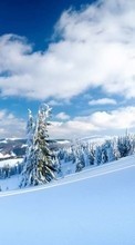 Scaricare immagine Mountains, Sky, Clouds, Landscape, Snow, Winter sul telefono gratis.