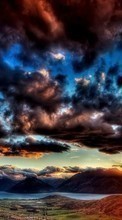 Scaricare immagine Mountains, Sky, Clouds, Landscape, Sunset sul telefono gratis.