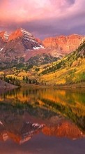 Scaricare immagine Landscape, Water, Sky, Mountains, Autumn sul telefono gratis.
