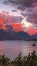 Scaricare immagine Landscape, Sunset, Sky, Mountains, Lakes sul telefono gratis.
