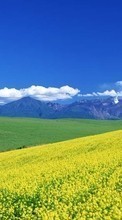 Scaricare immagine Mountains, Sky, Landscape, Fields sul telefono gratis.