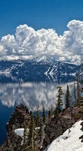 Scaricare immagine Mountains, Clouds, Lakes, Landscape, Snow sul telefono gratis.