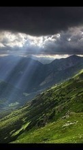 Scaricare immagine Mountains, Clouds, Landscape, Sun sul telefono gratis.