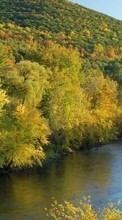 Scaricare immagine Mountains, Autumn, Landscape, Rivers sul telefono gratis.
