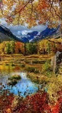 Scaricare immagine Mountains,Autumn,Landscape,Rivers sul telefono gratis.