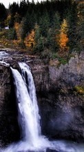 Scaricare immagine Mountains, Autumn, Landscape, Water, Waterfalls sul telefono gratis.