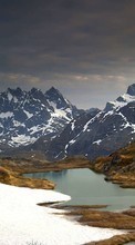 Scaricare immagine Mountains, Lakes, Landscape, Snow sul telefono gratis.