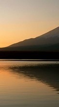 Scaricare immagine 128x160 Landscape, Sunset, Mountains, Sun, Lakes sul telefono gratis.