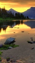 Scaricare immagine Mountains, Landscape, Rivers, Sunset sul telefono gratis.