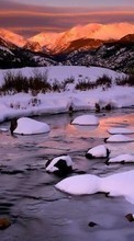 Scaricare immagine Landscape, Winter, Rivers, Mountains sul telefono gratis.