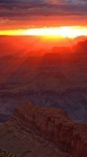 Scaricare immagine Landscape, Sunset, Mountains, Sun sul telefono gratis.