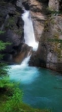 Scaricare immagine Mountains, Landscape, Waterfalls sul telefono gratis.
