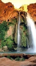 Scaricare immagine Mountains, Landscape, Waterfalls sul telefono gratis.