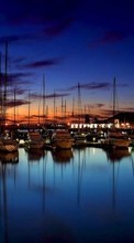 Scaricare immagine Yachts, Sea, Night, Landscape sul telefono gratis.