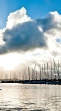 Scaricare immagine Yachts, Clouds, Landscape, Rivers sul telefono gratis.