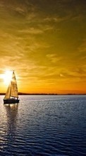 Scaricare immagine Yachts, Landscape, Rivers, Transport, Sunset sul telefono gratis.