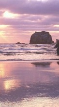 Scaricare immagine 240x400 Landscape, Water, Sunset, Stones, Sea, Sun, Beach sul telefono gratis.