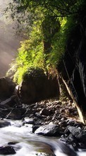 Scaricare immagine Stones, Landscape, Rivers, Waterfalls sul telefono gratis.