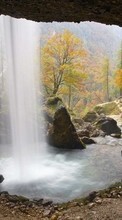 Scaricare immagine Landscape, Water, Stones, Waterfalls sul telefono gratis.