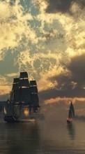 Scaricare immagine Ships, Sea, Clouds, Landscape, Pictures, Transport sul telefono gratis.