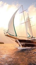 Scaricare immagine Ships, Sea, Landscape, Transport, Sunset sul telefono gratis.