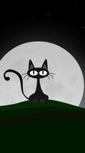 Scaricare immagine 240x320 Cats, Moon, Drawings sul telefono gratis.