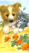 Scaricare immagine 1080x1920 Animals, Cats, Dogs, Drawings sul telefono gratis.