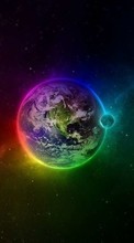 Scaricare immagine Universe, Moon, Landscape, Planets, Rainbow sul telefono gratis.