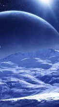 Scaricare immagine Universe, Landscape, Planets, Snow, Stars sul telefono gratis.