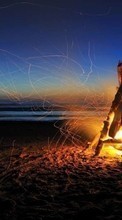 Scaricare immagine Bonfire, Night, Fire, Landscape, Sand sul telefono gratis.